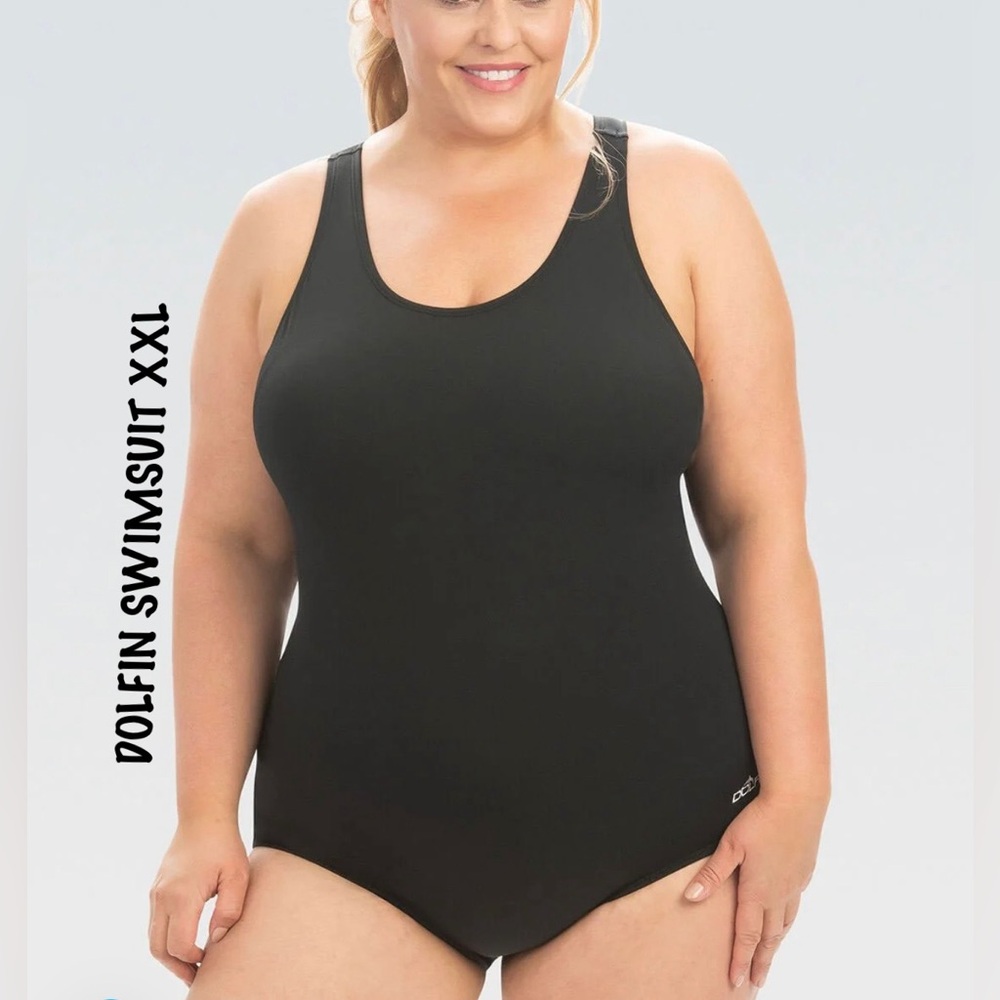 DOLFIN BLACK Aquashape Racerback Performance Lap Swimsuit NWT XXL